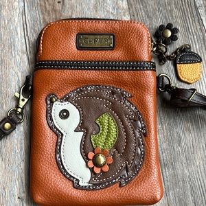 Chala hedgehog cellphone crossbody in burnt orange